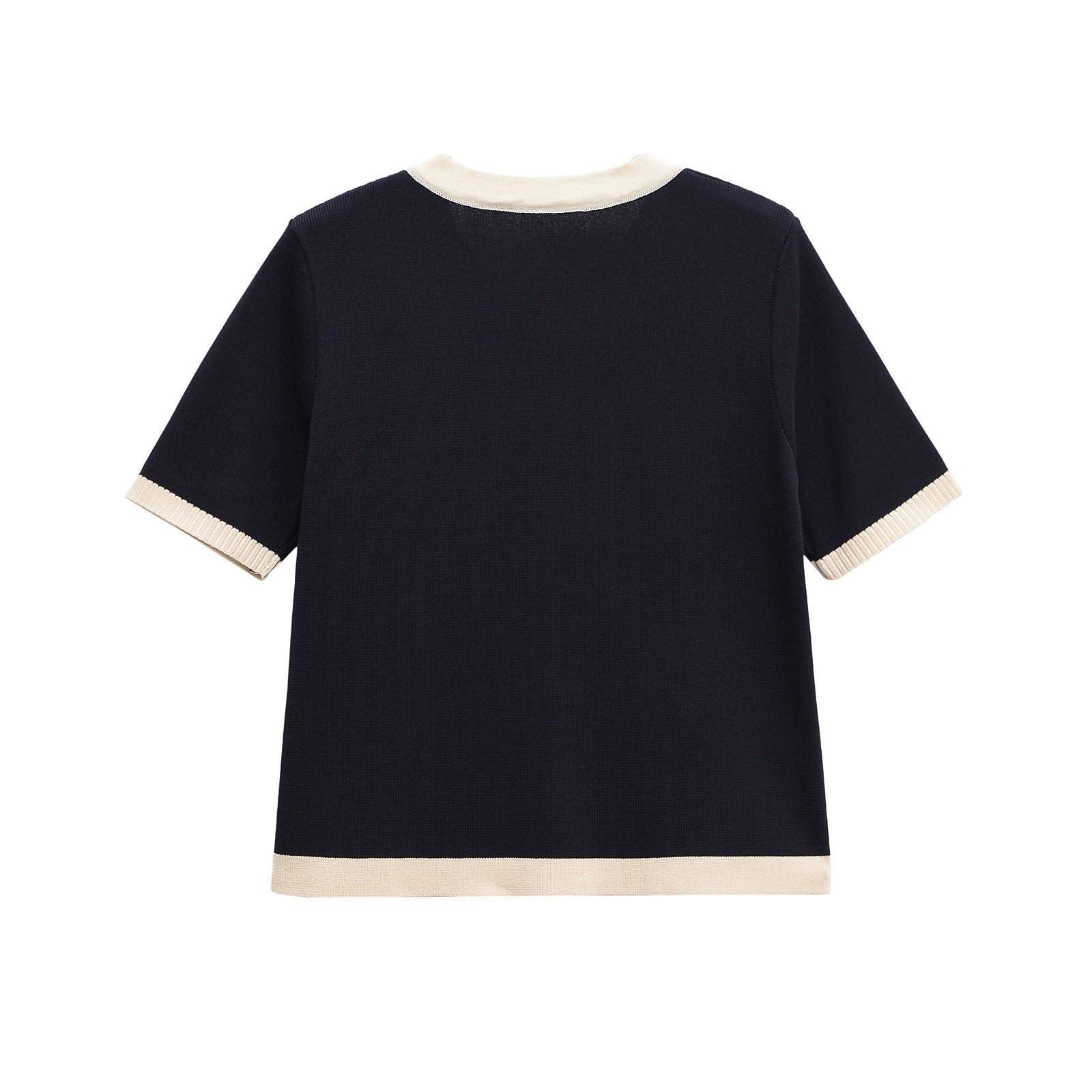 Damen Kurzarm Strickoberteil mit dekorativen Knöpfen und modernem Design GR