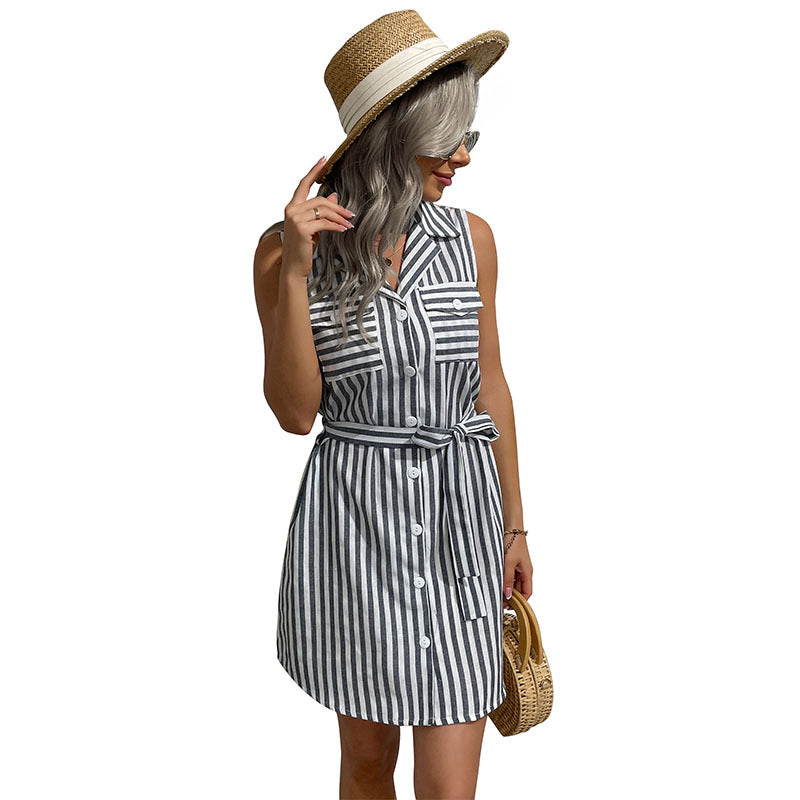 Damen Hemdkleid mit tailliertem Schnitt und dekorativem Bindegürtel GR