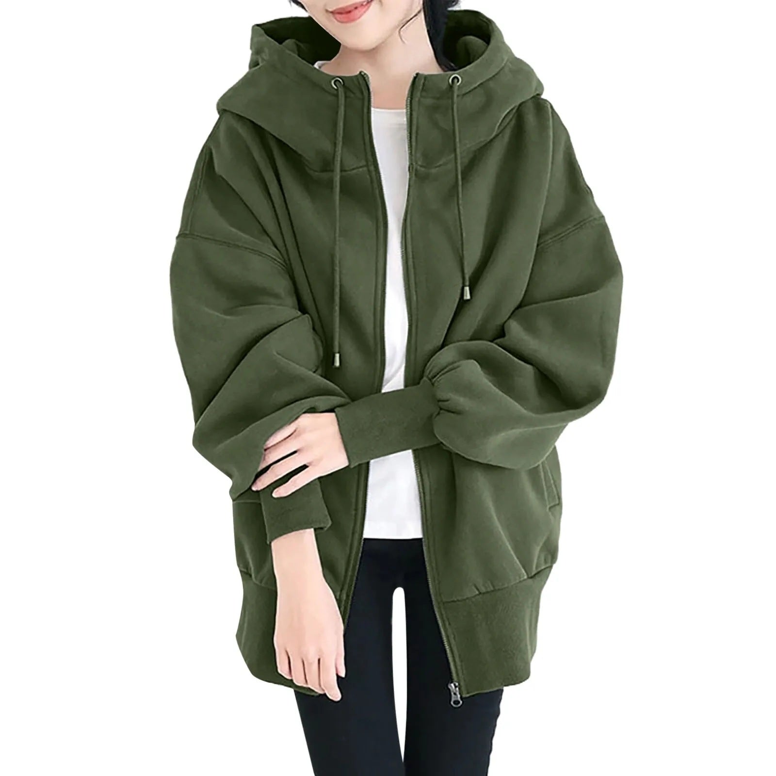 GR | Hooded Long Zip-Up Fleece Hoodies