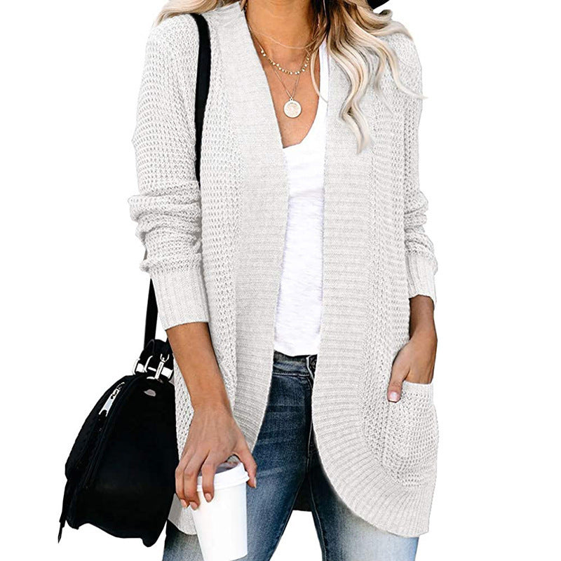 Damen Strickjacke mit offenem Schnitt und seitlichen Taschen GR