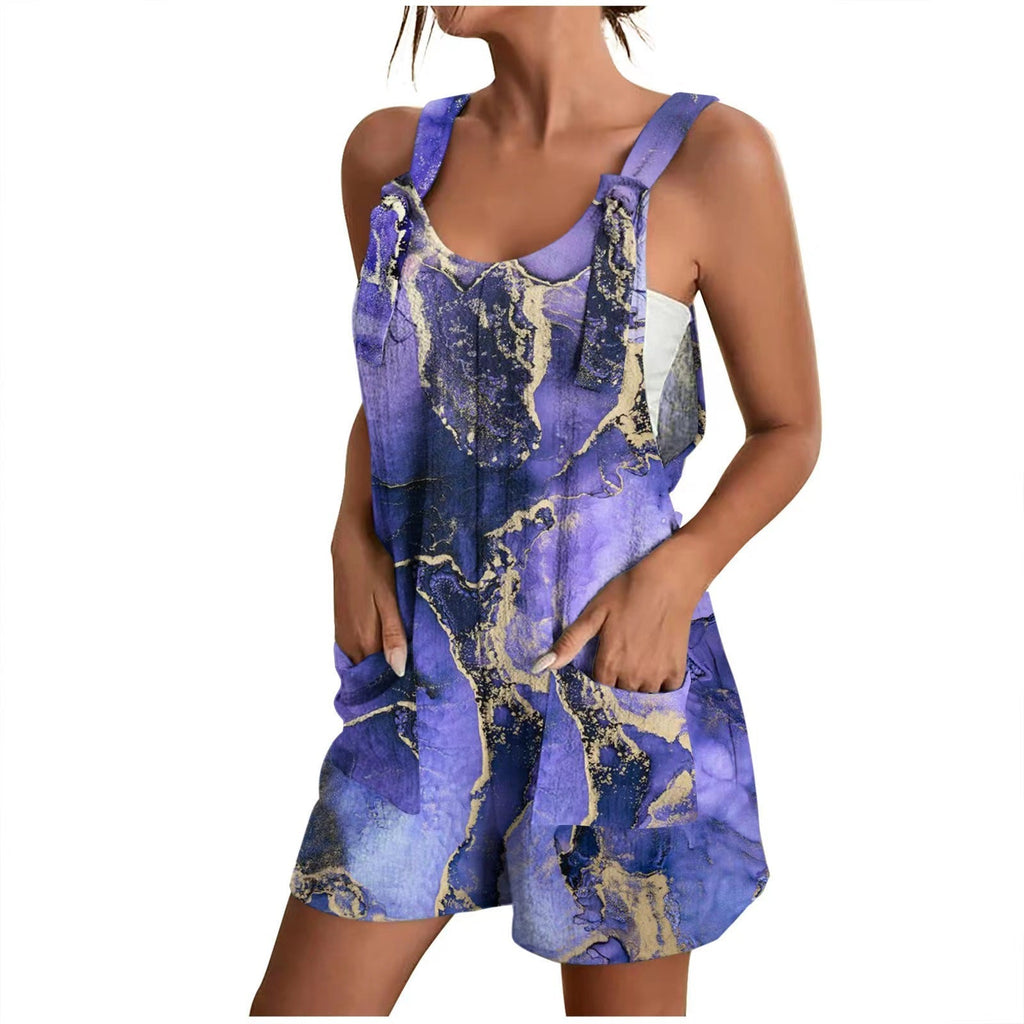 Women's airy jumpsuit with floral patterns and practical pockets, size S