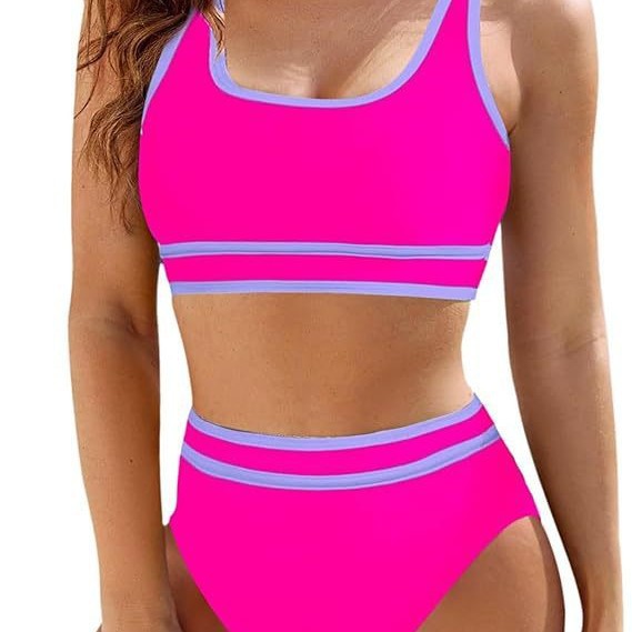 Women's sporty bikini set with high-cut bottoms and sporty top, size [size missing]