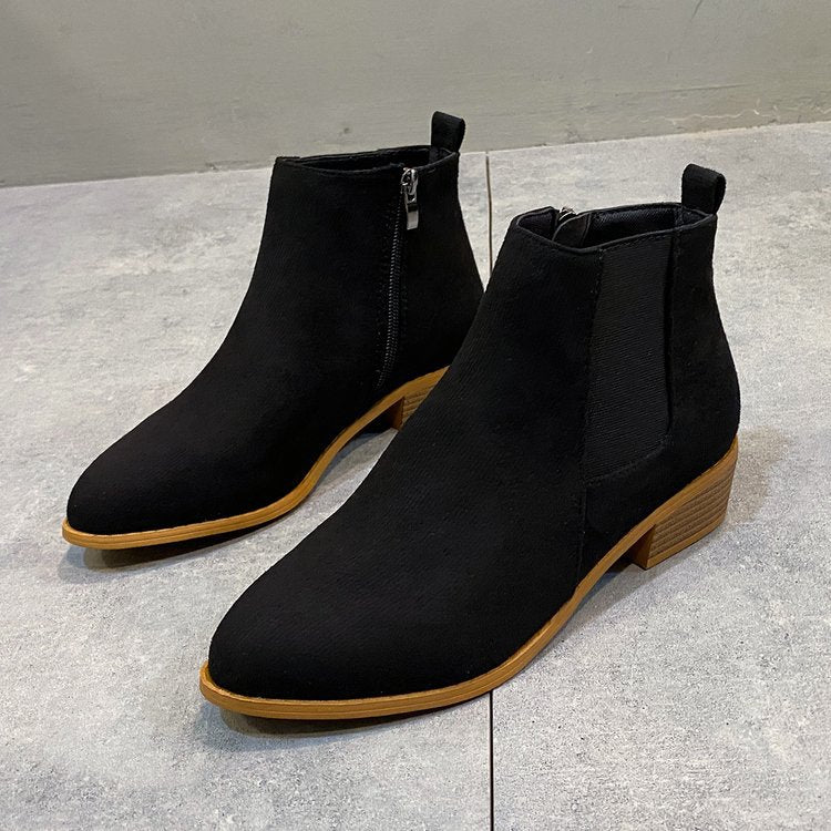 Women's ankle boots with elegant zipper and comfortable block heel, size S