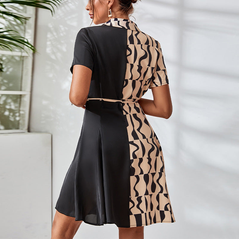 Damen Hemdkleid mit modernem Mustermix und taillierbarem Gürtel GR