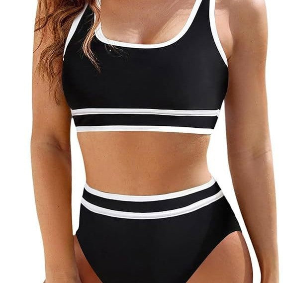 Women's sporty bikini set with high waist and comfortable top, size