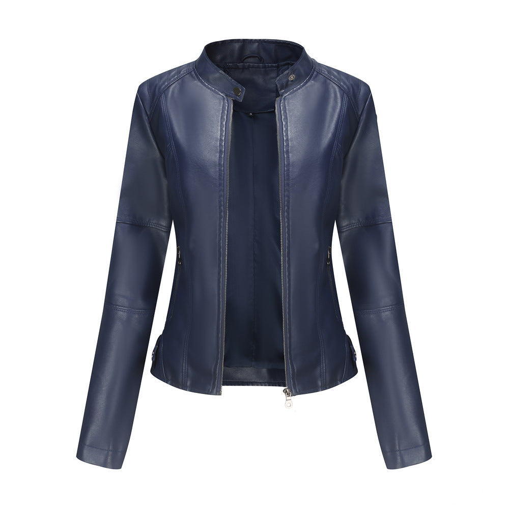 GR - Women's simple faux leather jacket for an edgy look