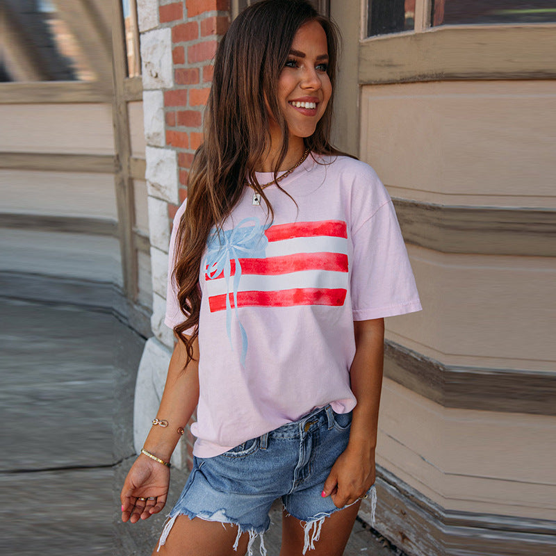 Women's T-shirt with artistic flag motif, size