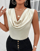 Women's elegant top with flowing neckline, size