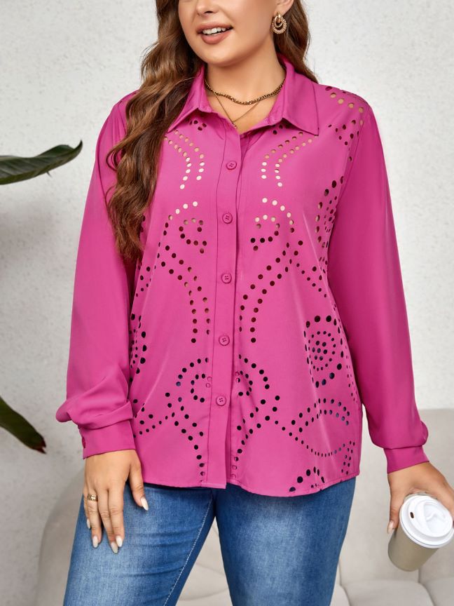 Women's blouse with unique openwork pattern and elegant details, size [size missing]