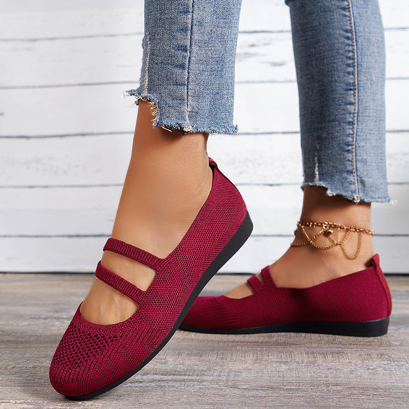GR | Flat slippers with strap across the instep and flat sole for women