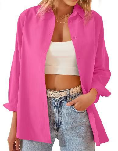 Women's relaxed-fit shirt blouse with long sleeves and modern details, size S