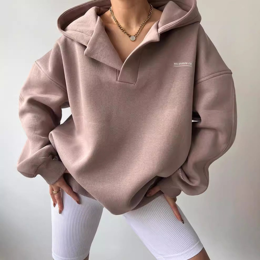 Damen oversized Kapuzenpullover mit Kängurutasche und bequemer Passform GR