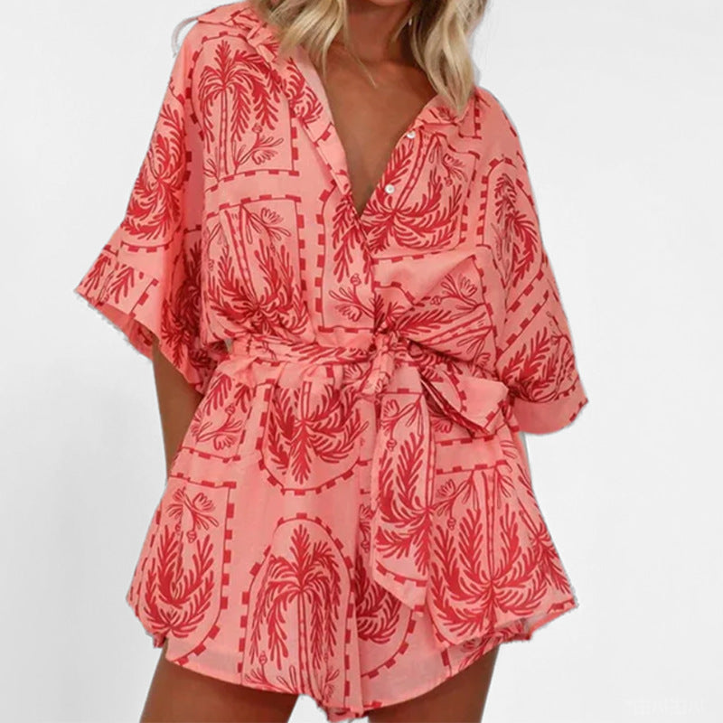 Women's casual shirt dress with large collar and tie belt, size