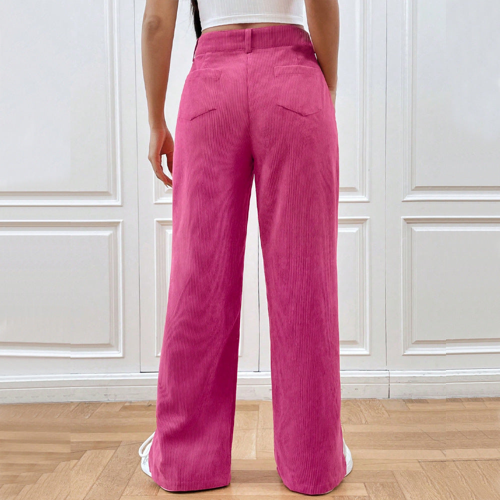 Damen Weit geschnittene Cordhose mit seitlichen Schlitzen GR