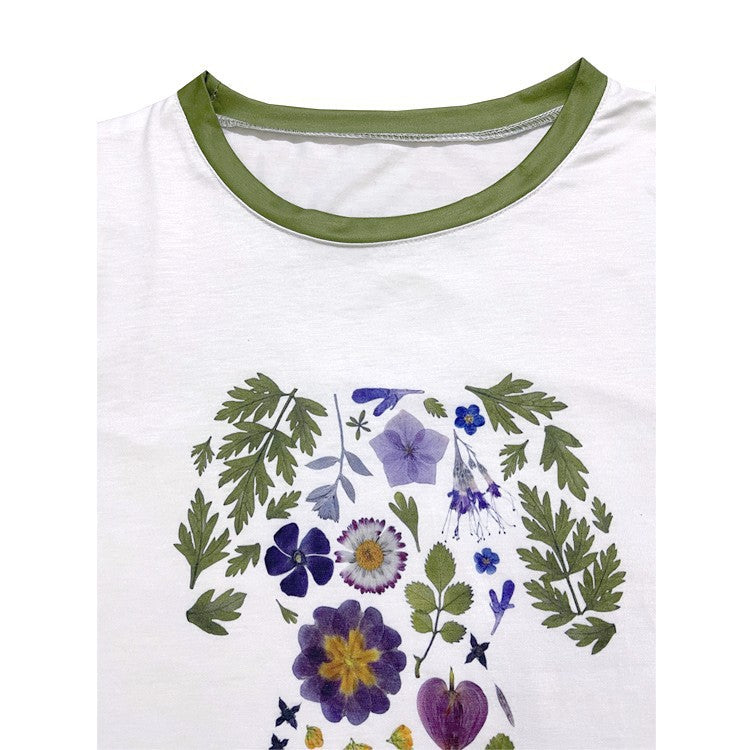 GR | Floral round neck T-shirt 