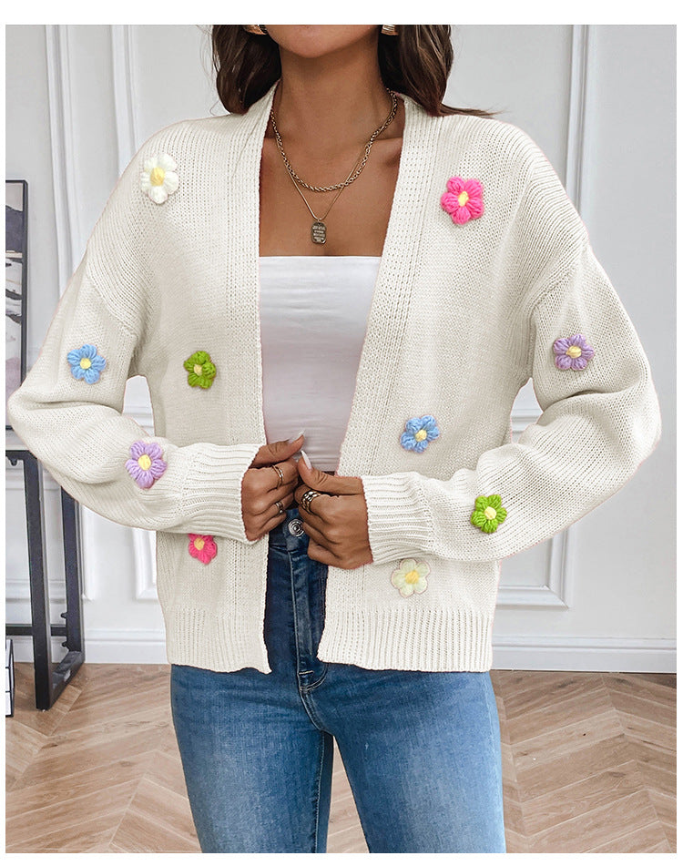 GR | Hand-crocheted floral knitted cardigan 