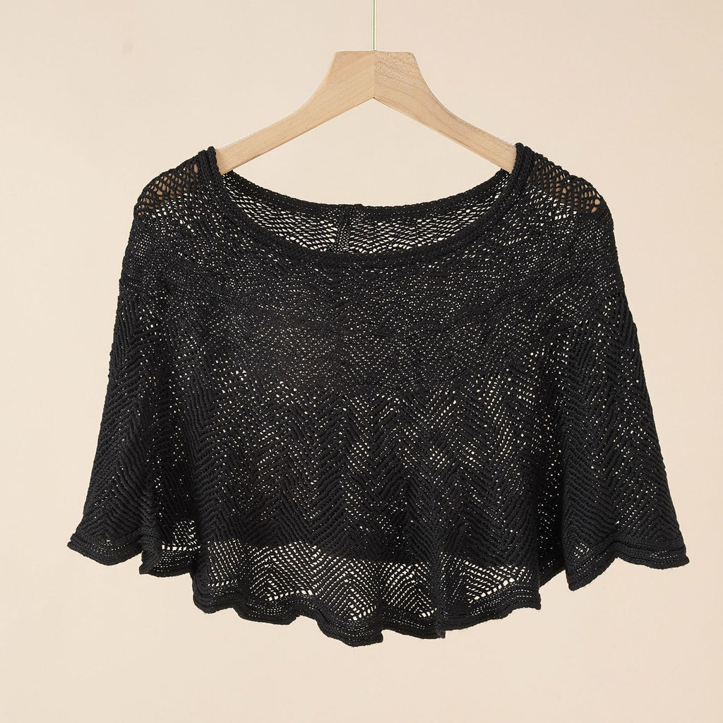 Damen luftiger Strickponcho im modernen Design GR