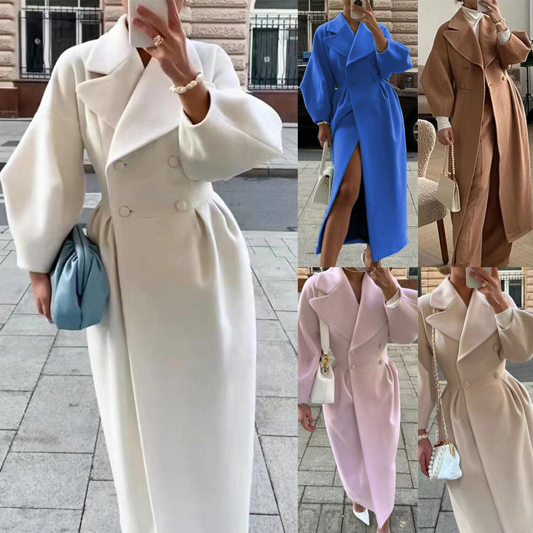 Women's Maximum Oversized Coat with Shoulder-to-Shoulder Top and Double-Brown Front, Size