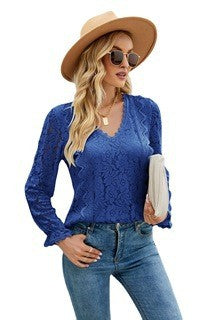GR | Hollow Lace Sexy Knitted Long Sleeve Top