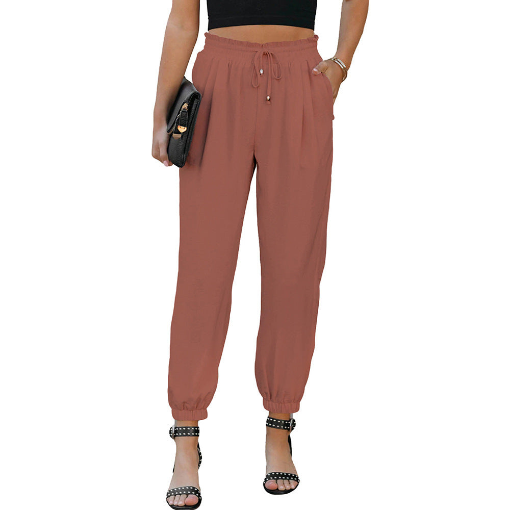 Damen lässige Freizeithose mit elastischem Bund und praktischen Taschen GR