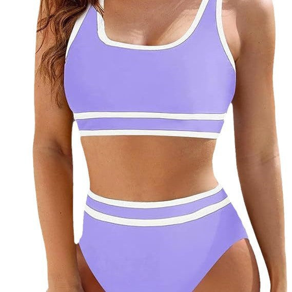 Women's sporty bikini set with high-cut bottoms and sporty top, size [size missing]