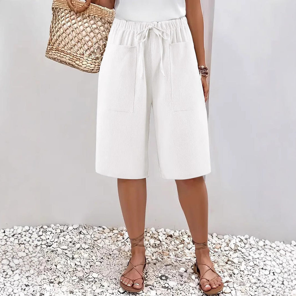 Damen lässige Culotte-Shorts mit elastischem Bund und praktischen Seitentaschen GR
