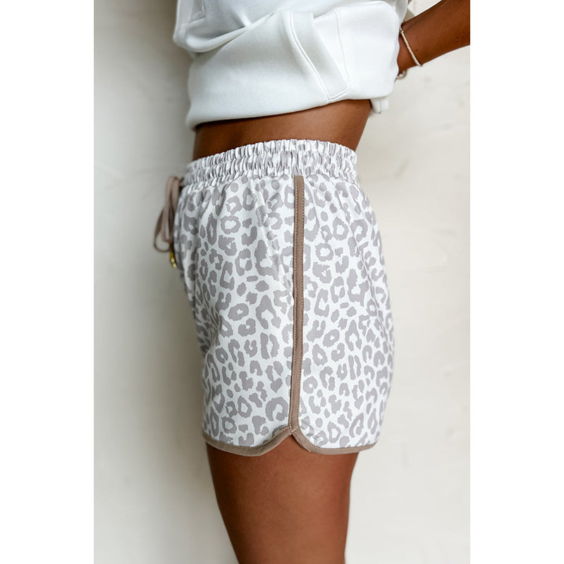 Damen Freizeit-Shorts mit modischem Leopardenmuster und elastischem Bund GR