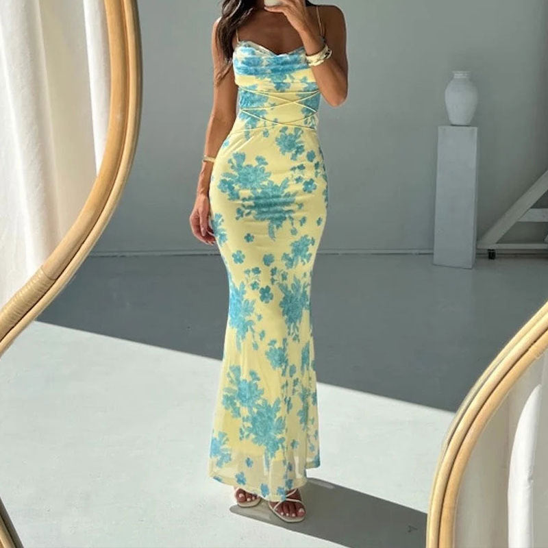 GR | Waist-covering slim hip-wrapping sling dress 