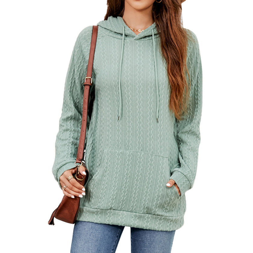 Damen Hoodie mit strukturiertem Muster und praktischer Kängurutasche GR