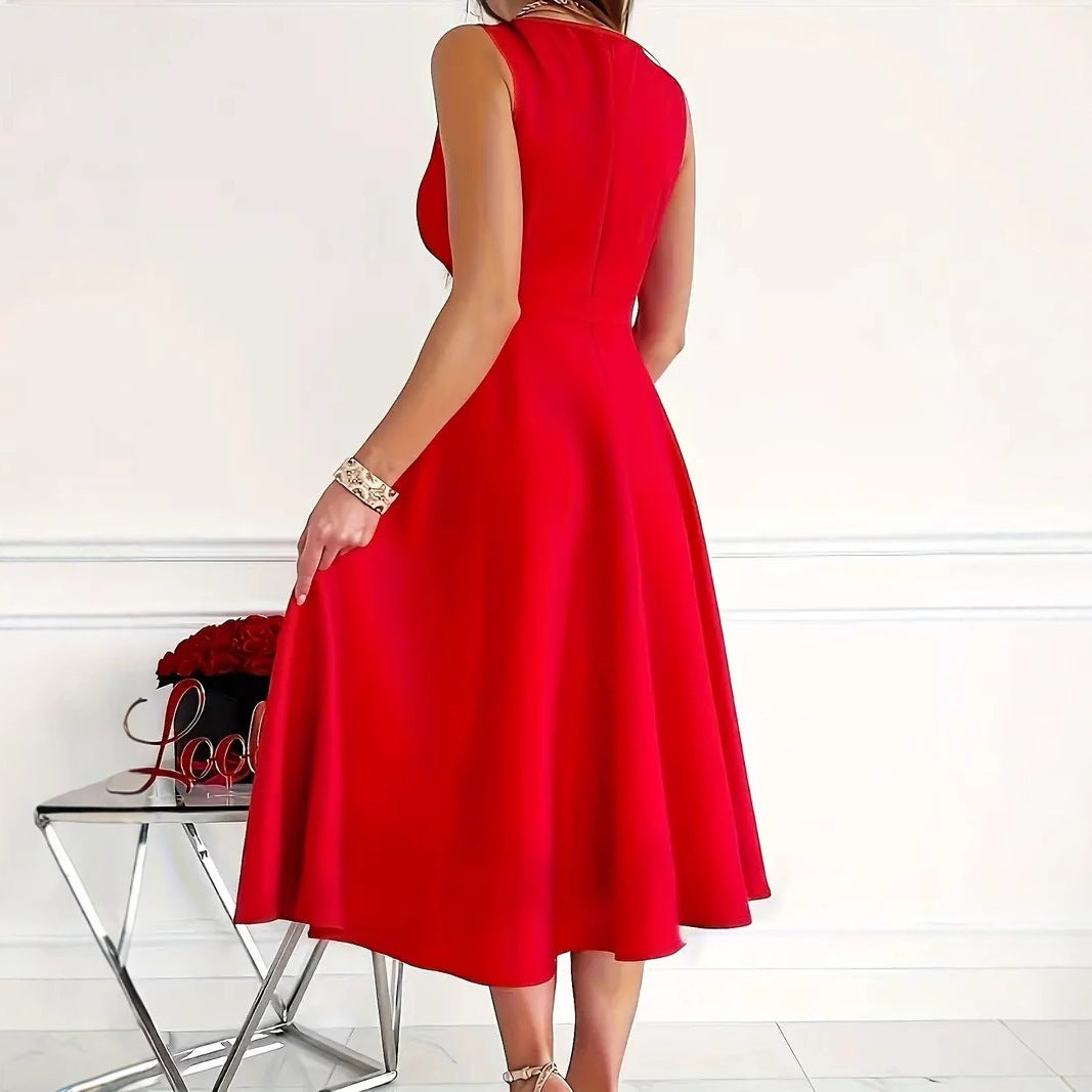 GR | Einfarbiges Tankkleid Asymmetrischer Ausschnitt Kleid