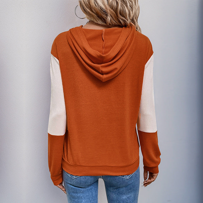Damen Hoodie mit modernem V-Ausschnitt und strukturierter Ärmelgestaltung GR