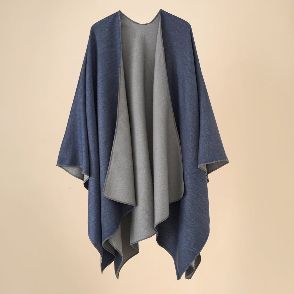 Damen Wohlfühl-Poncho aus weichem Wollmix mit elegantem Schnitt GR