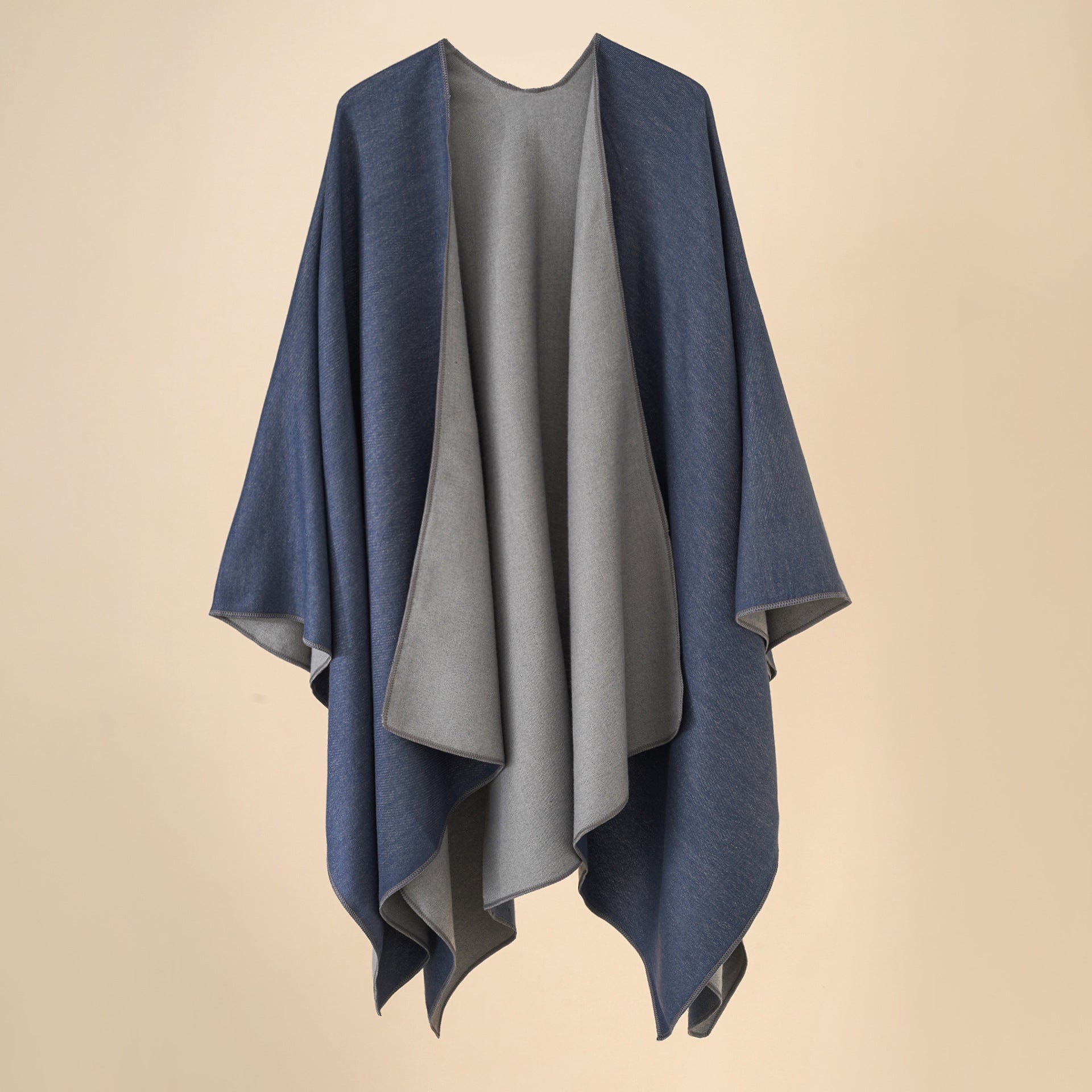 Damen Wohlfühl-Poncho aus weichem Wollmix mit elegantem Schnitt GR