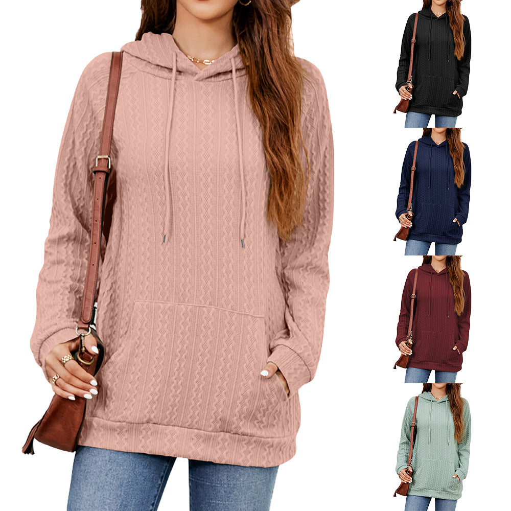 Damen Hoodie mit strukturiertem Muster und praktischer Kängurutasche GR