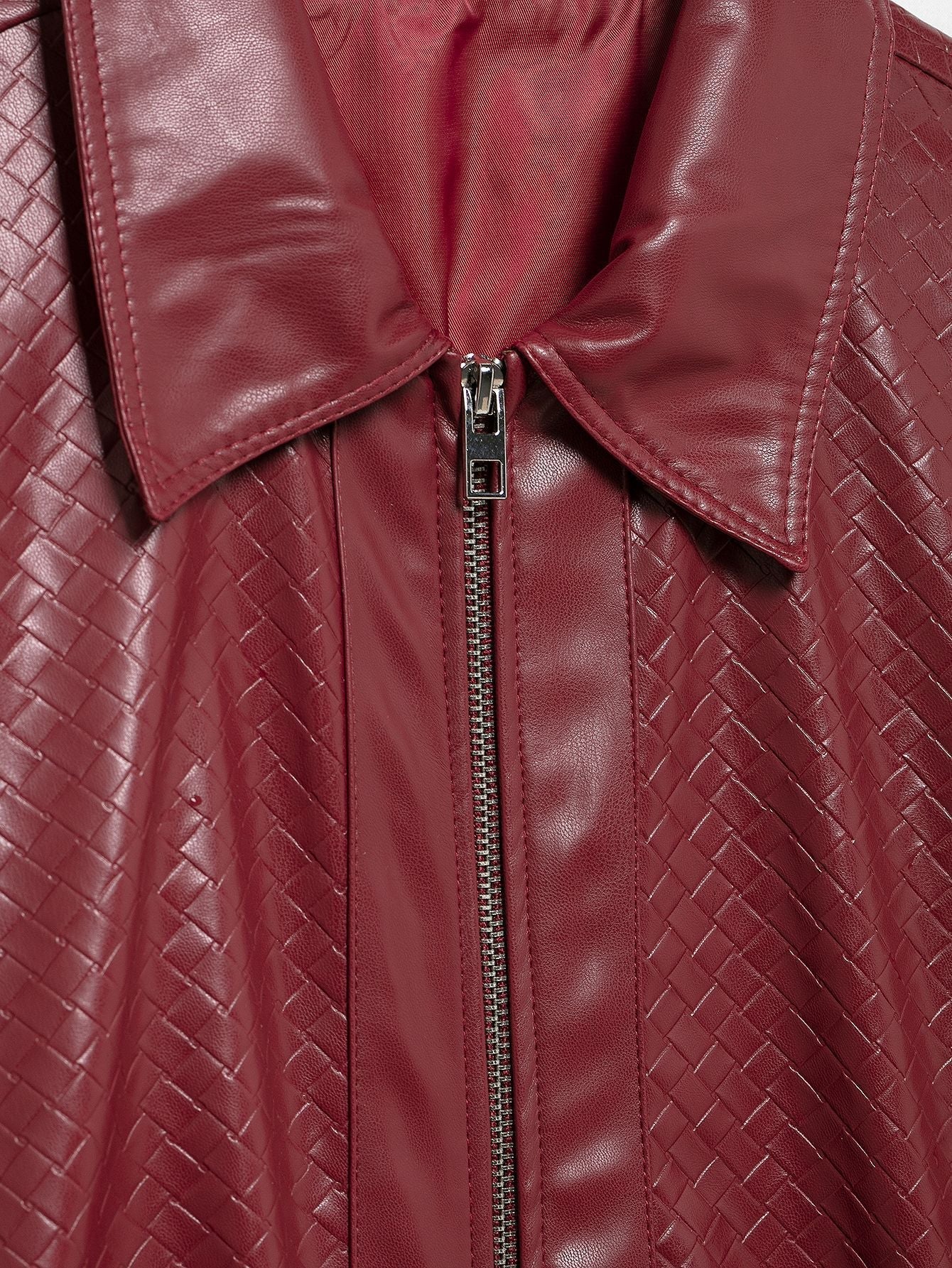 GR | Woven Faux Leather Bomber Jacket
