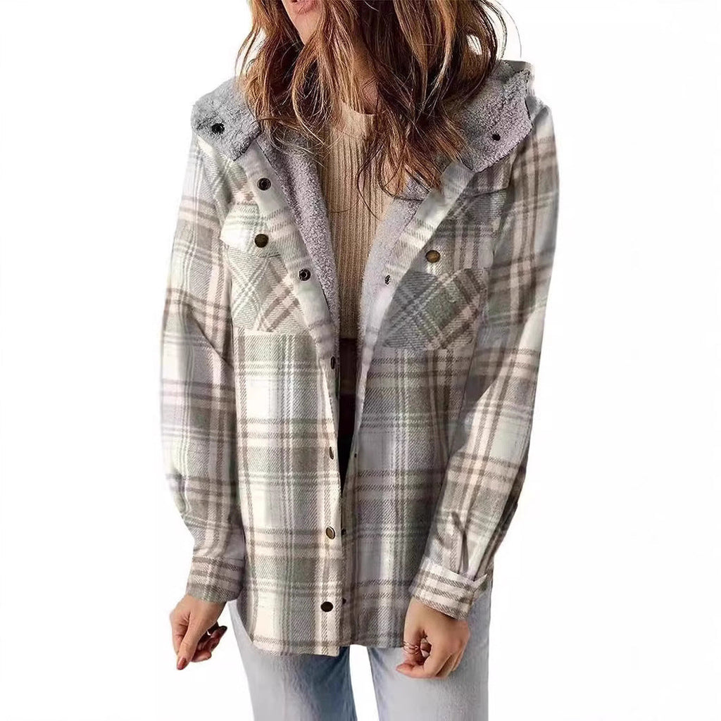 Women's flannel jacket with fleece lining, size
