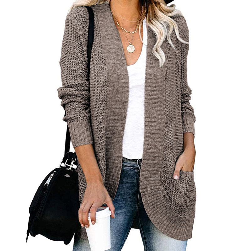 Damen Strickjacke mit offenem Schnitt und seitlichen Taschen GR