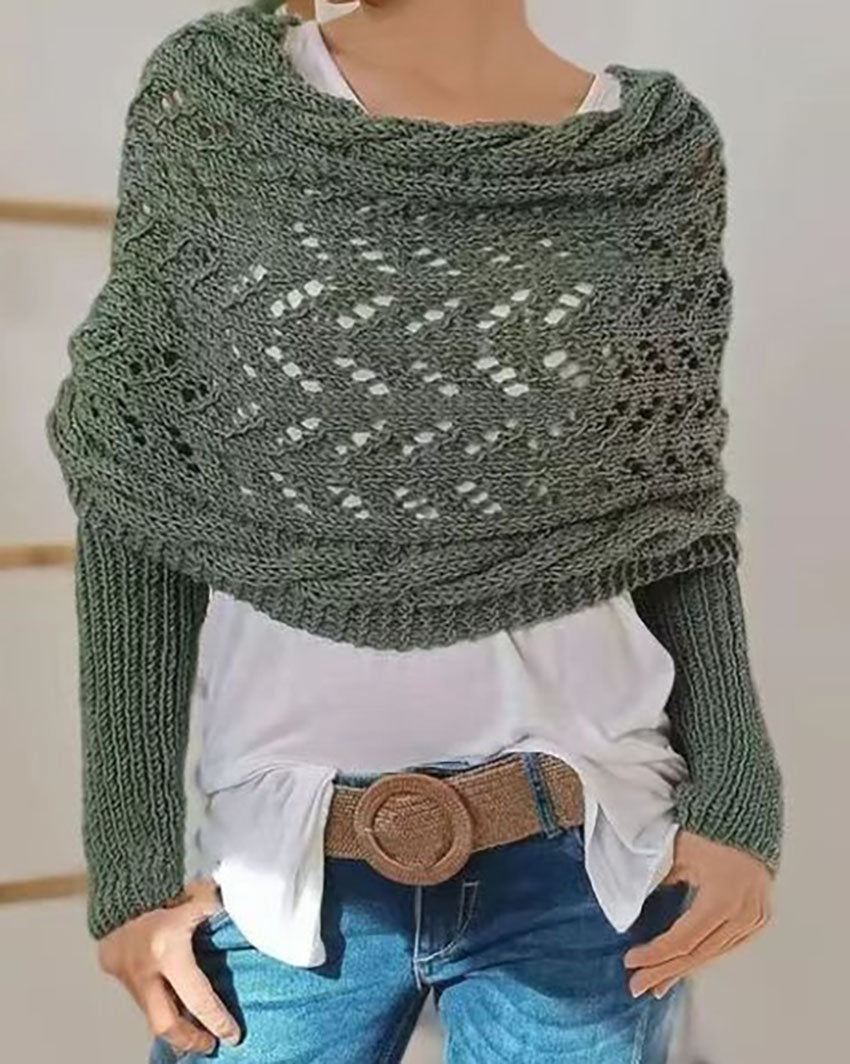 GR Hohl Langarm Gestrickter Schal Pullover