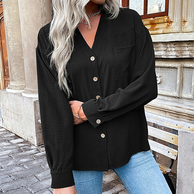 Damen Bluse mit lässigem Schnitt und dekorativen Knopfdetails GR