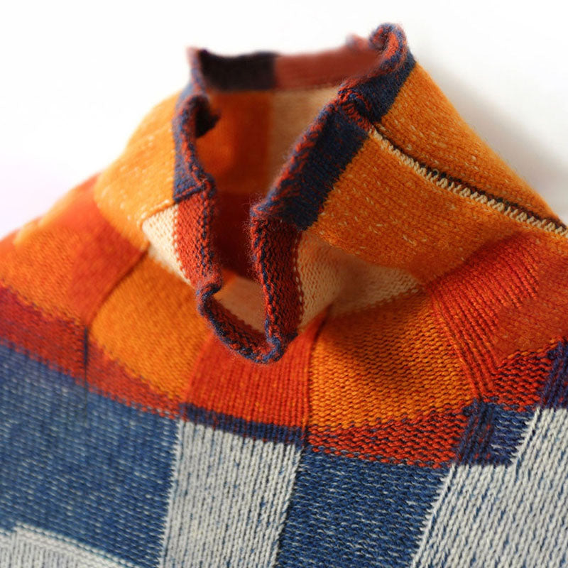 GR | Bunter Karierter Strickpullover