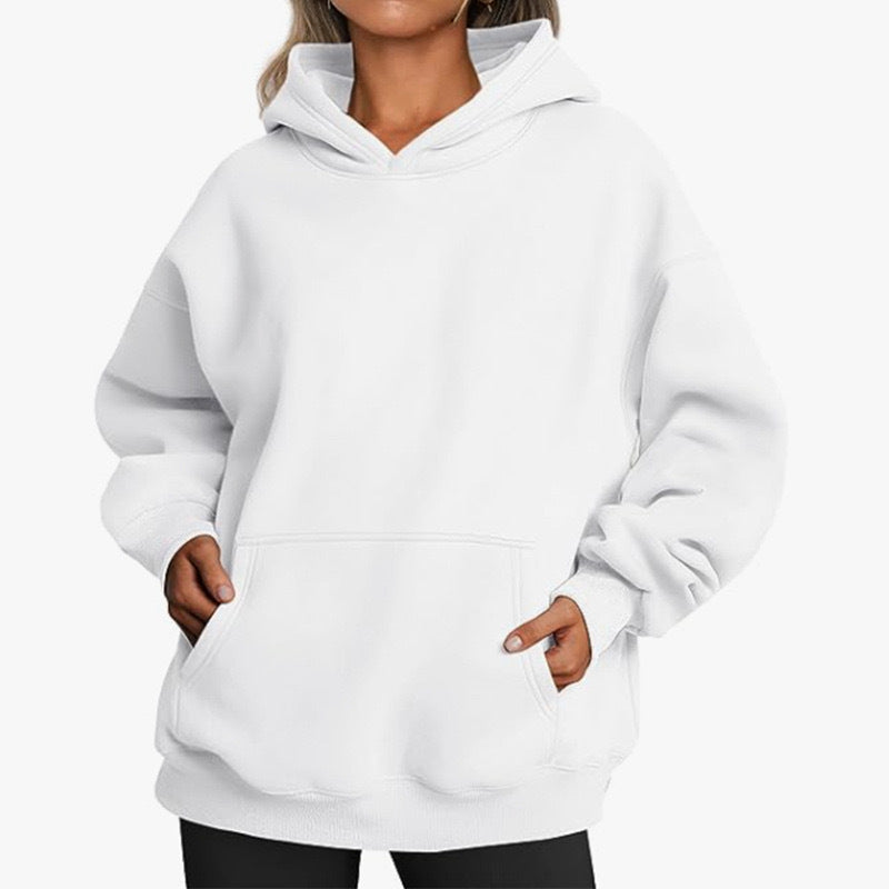 Damen oversized Kapuzenpullover aus weichem Baumwollmix mit praktischen Taschen GR