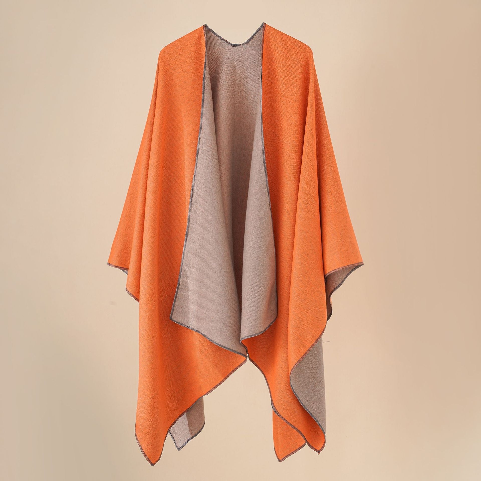 Damen Wohlfühl-Poncho aus weichem Wollmix mit elegantem Schnitt GR