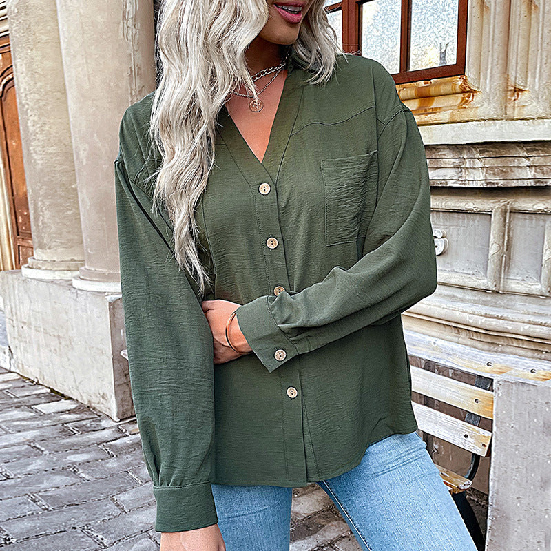 Damen Bluse mit lässigem Schnitt und dekorativen Knopfdetails GR