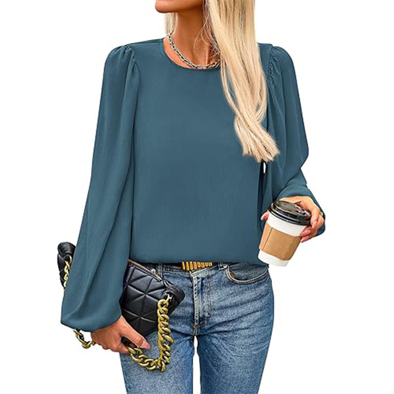 Women's blouse with cap sleeves and elegant puff sleeves, size [size missing]