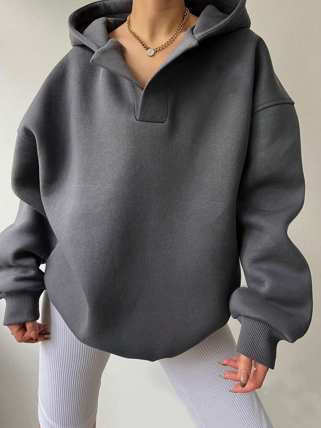 Damen Oversized Kapuzenpullover mit Kängurutasche GR