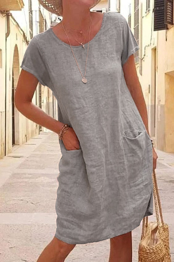 GR | Linen casual dress with pockets
