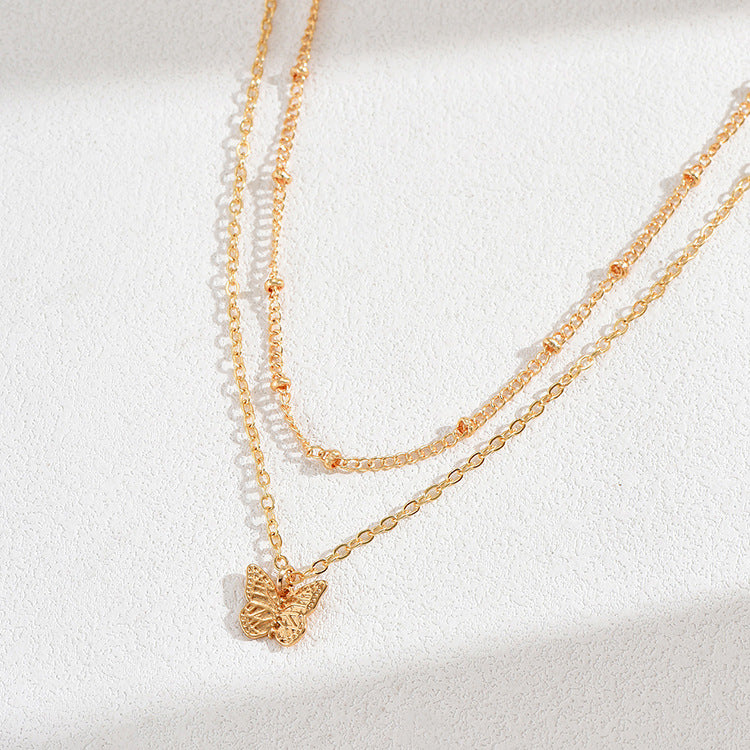 GR | Butterfly Pendant Layered Necklace