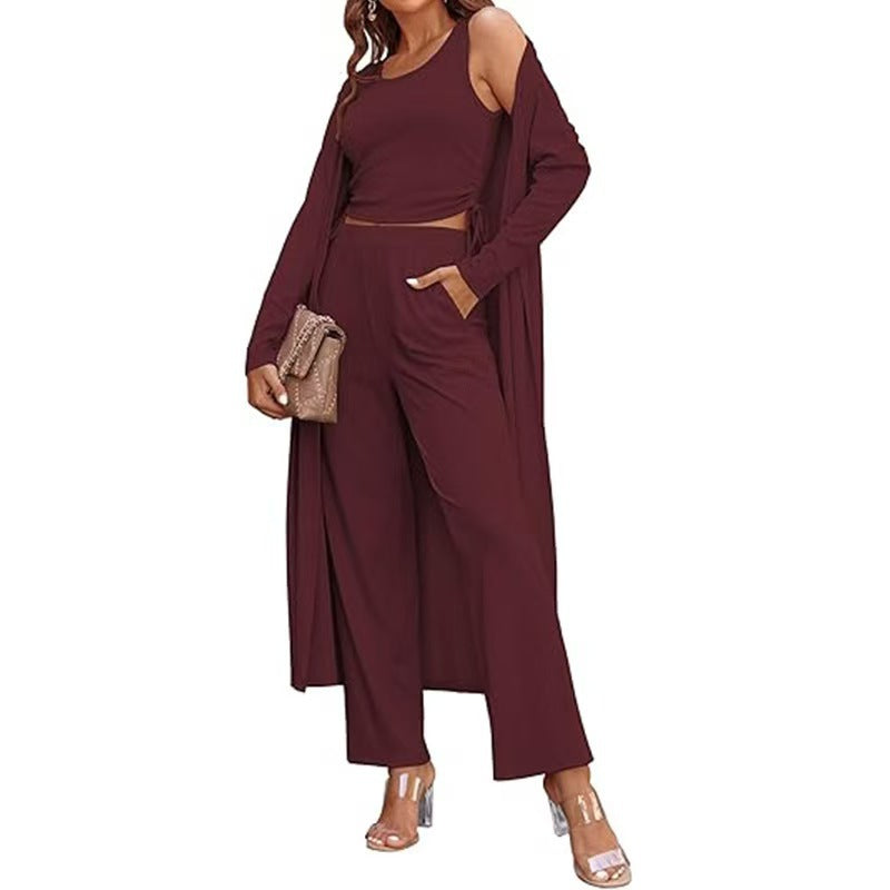 GR | Knitted vest with pockets, three-piece set 
