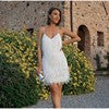 GR-Ausschnitt Trägerkleid mit Federstickerei