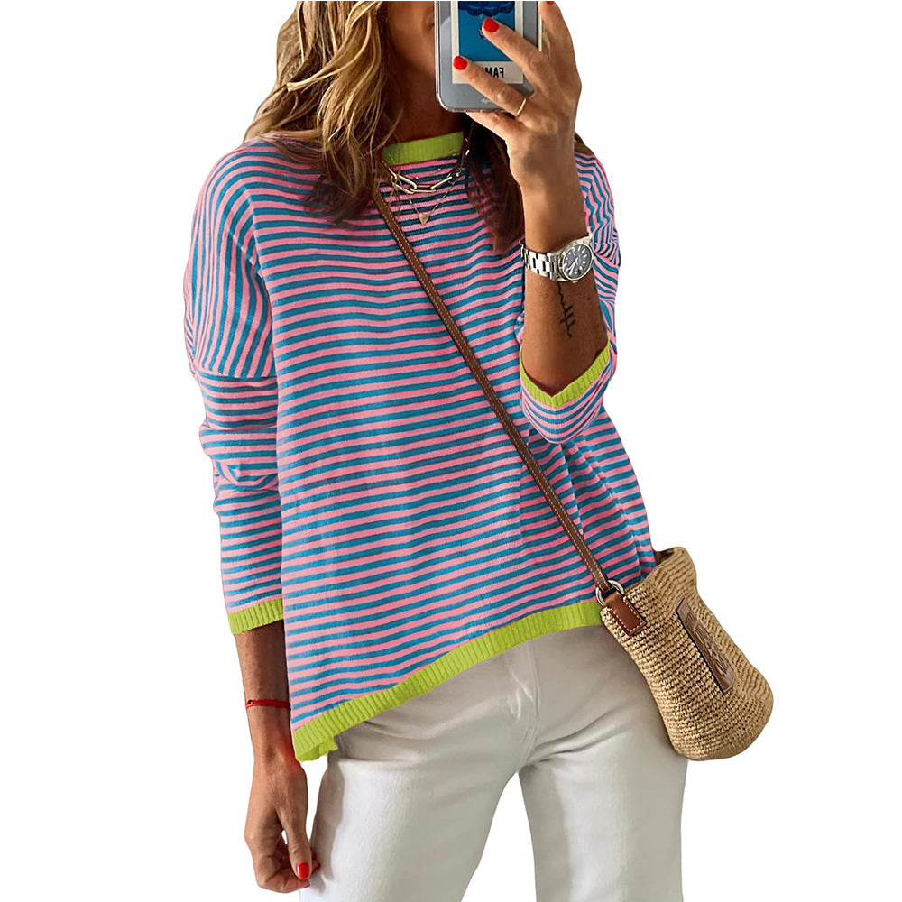 Damen lässiger gestreifter Pullover GR